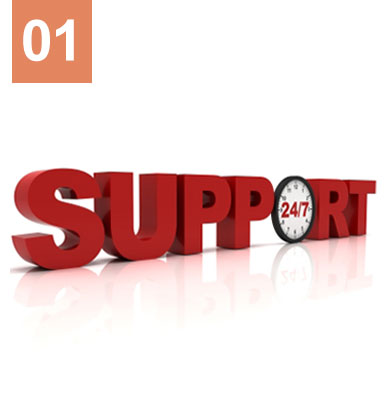 Round-the-clock online support services.