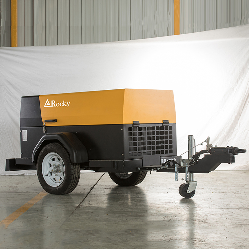 Two Wheels Portable Diesel Compressor 185cfm Air Compressor Rky-5/7