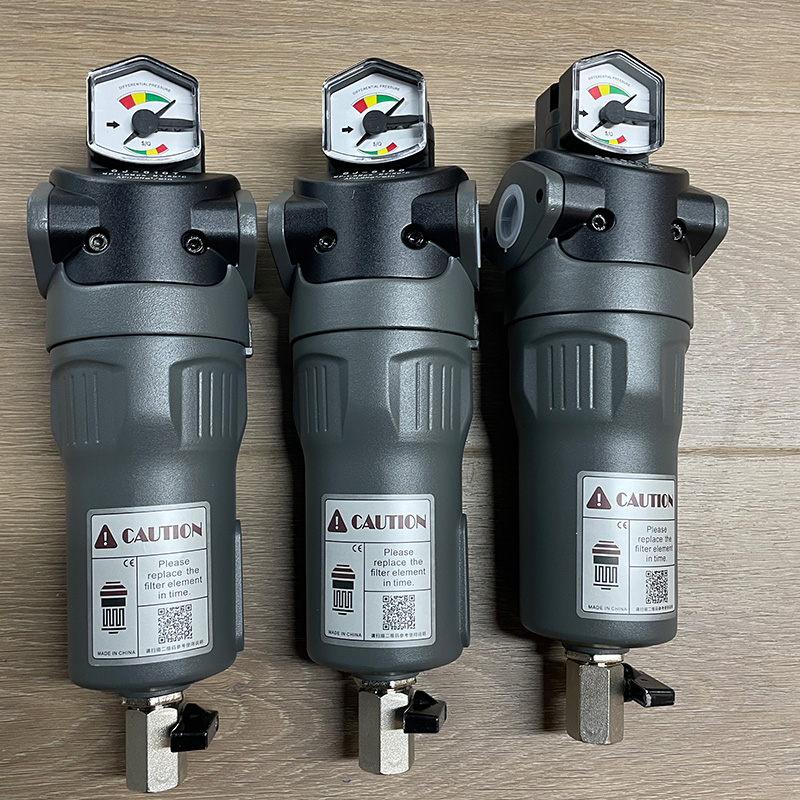 16 Bar High Pressure Aluminum Alloy Precision Filter with Pressure Gauge