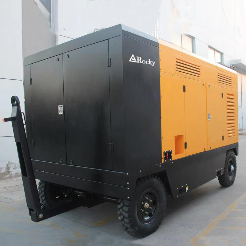 Heavy Duty Diesel Engine Movable Portable Screw Air Compressor 