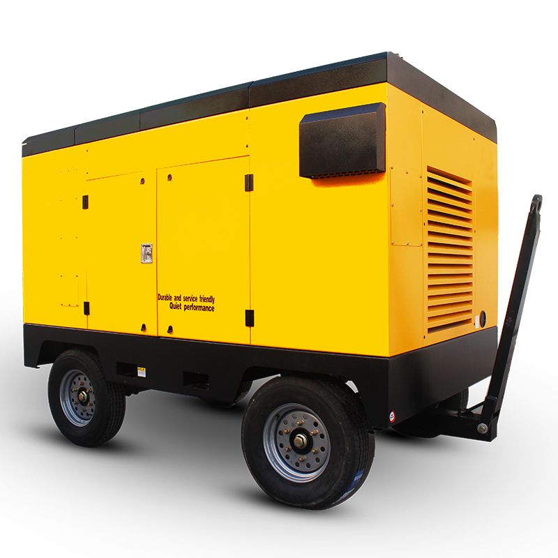 Heavy Duty Diesel Engine Movable Portable Screw Air Compressor 